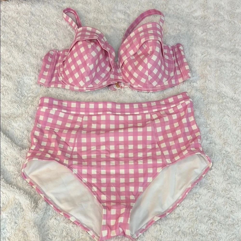Adore Me Pink Gingham Bikini Set - Picture 1 of 7